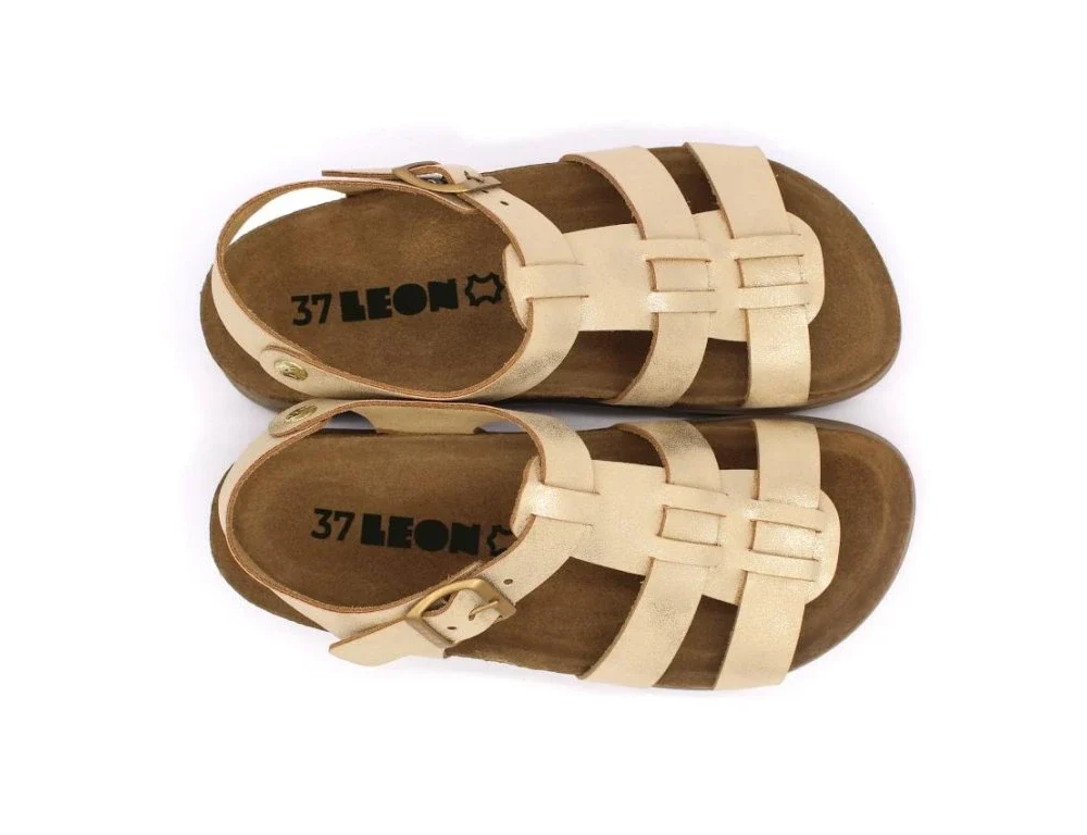 Patogios odinės moteriškos basutės LEON 6300 GOLD - Image 4