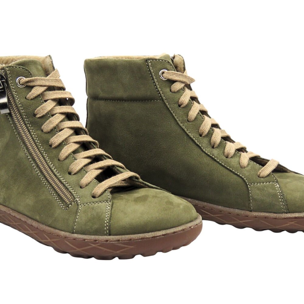 Barefoot batai moterims – natūrali oda – NIKA COMFORT 1443 Olive - Image 4