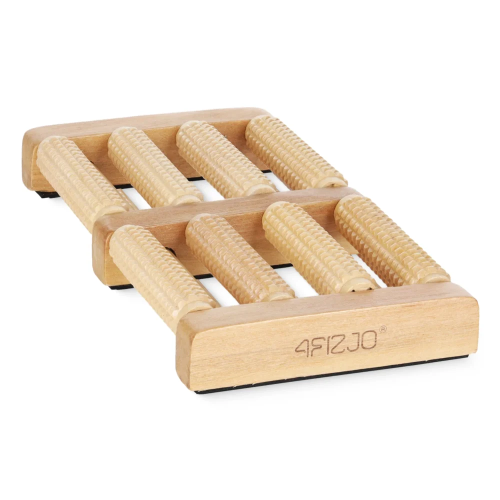 Medinis pėdų masažuoklis – dvigubas masažo volelis pavargusioms pėdoms 4FIZJO