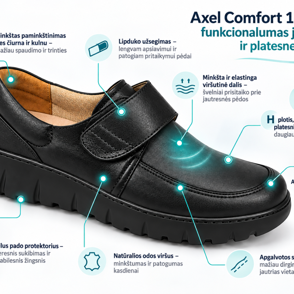 Moteriški minkšti batai plačiai ir jautriai pėdai AXEL Comfort 1975 – Stretch, Bez - Image 6